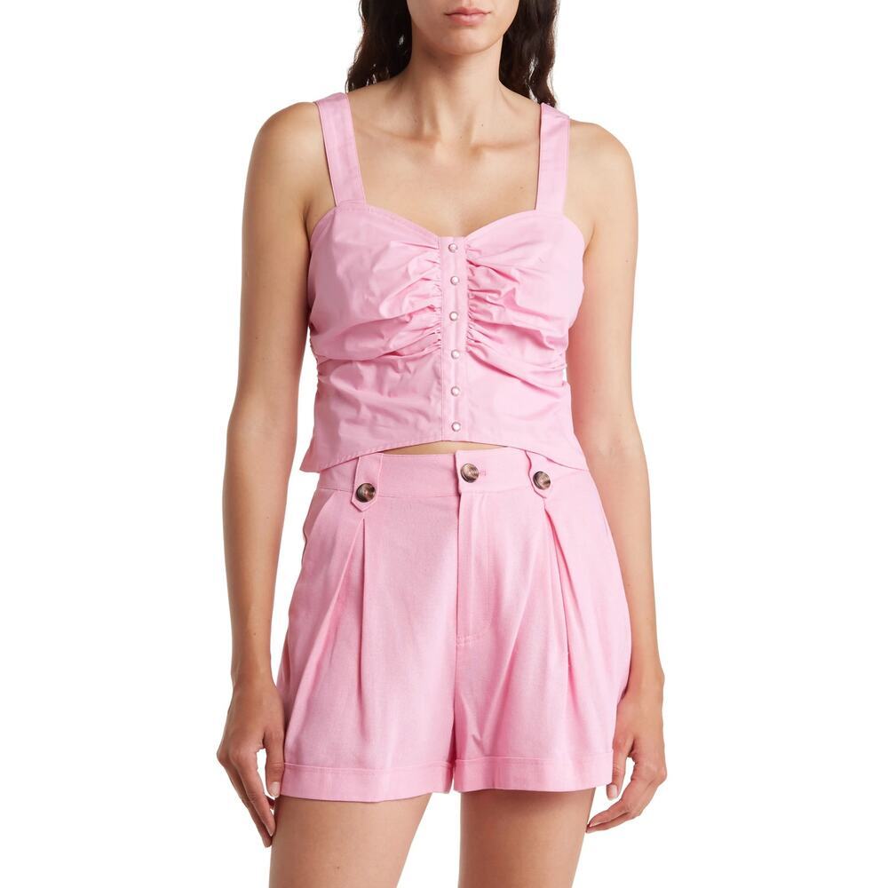 New BCBGeneration Button Ruched Crop Top in Pink Size S